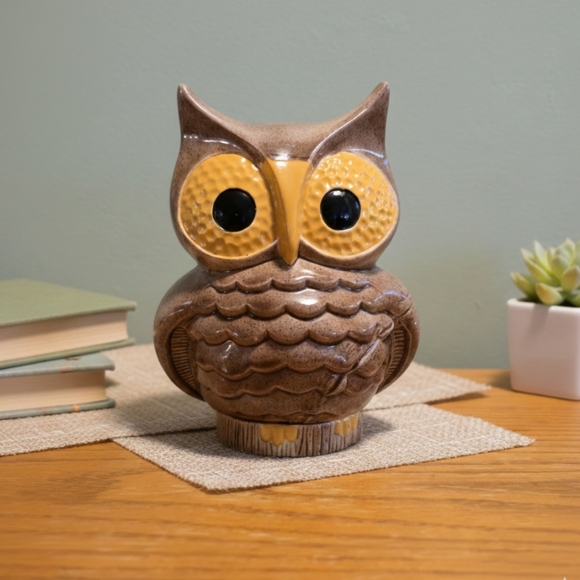 Handmade Other - Vintage Ceramic Owl Jar Mid Century MCM Brown Figurine